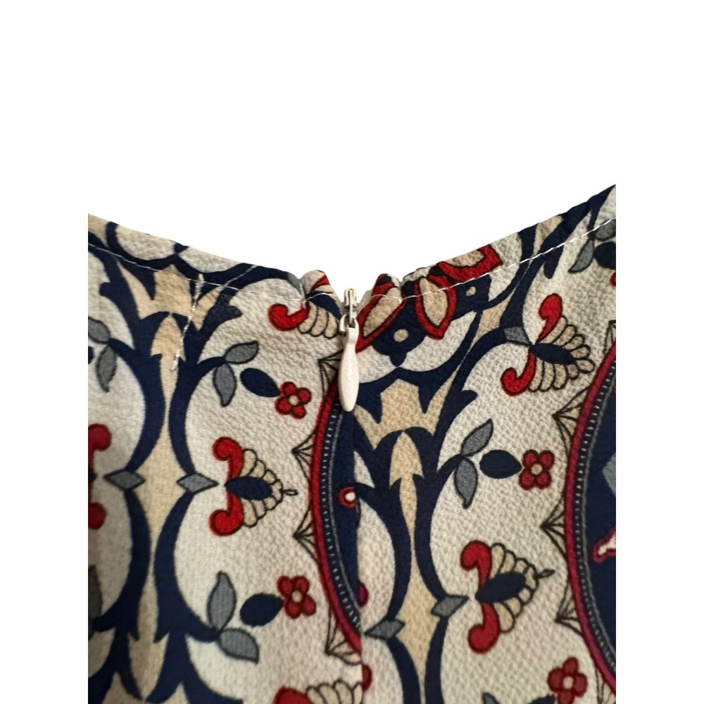 Impressions Medallion Print Maxi Dress Blue Red Ruffle Bell Sleeve Large Boho - Picture 11 of 12
